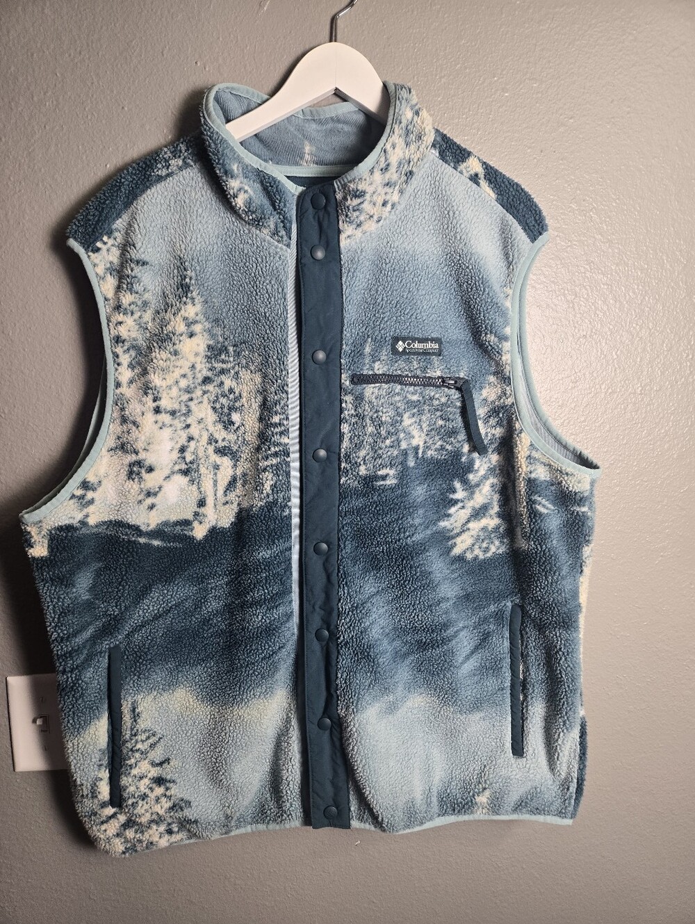 Columbia Helvetia Night Wave Solar Ski Print Size XXL Fleece Vest
